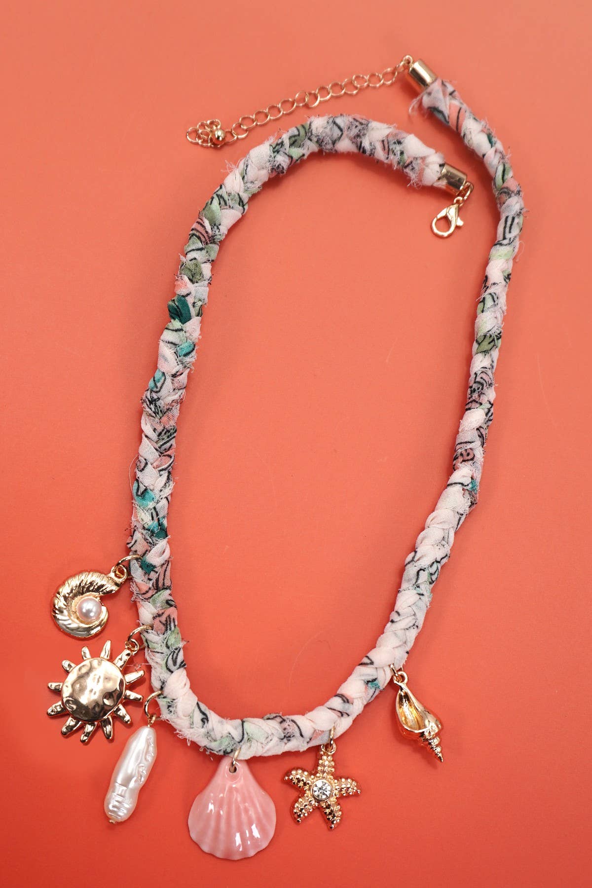 SCARF CHARM NECKLACE-STARFISH  SEASHELL SUN