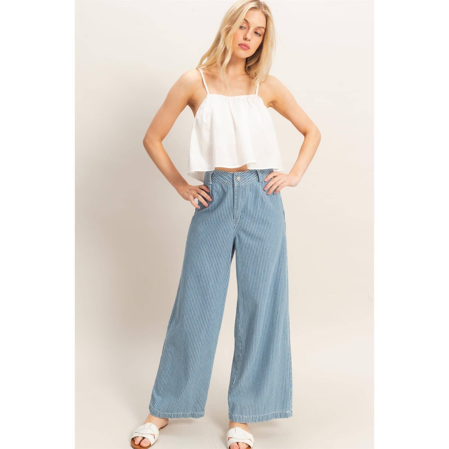 Pinstripe Zipper Front Pants