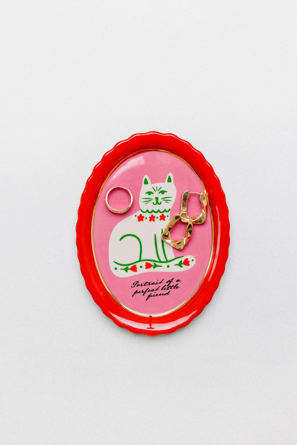 Oval Trinket Tray, Cat Portrait