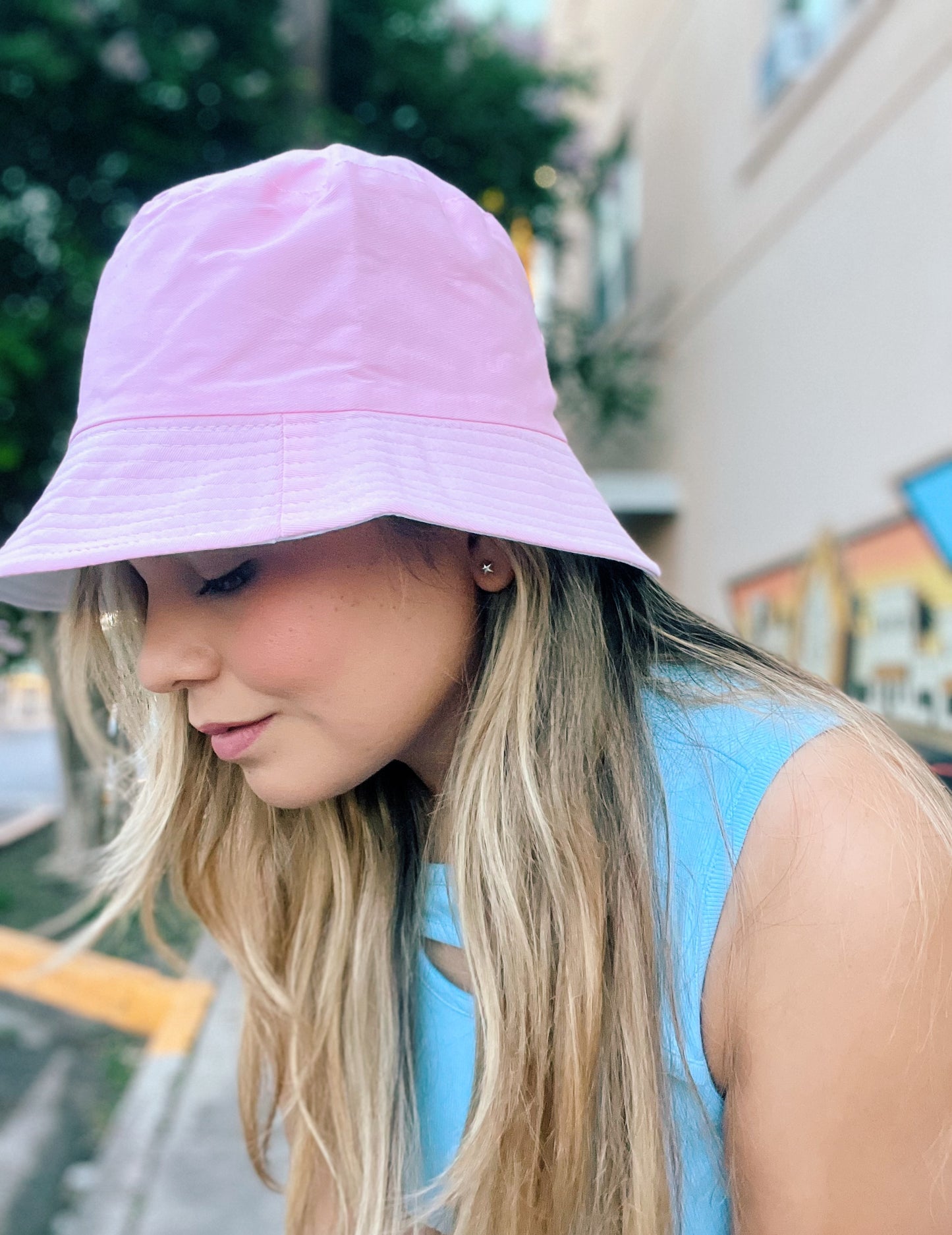 Pink Cotton Bucket Hat