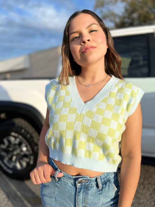 Sky Checkerboard Vest