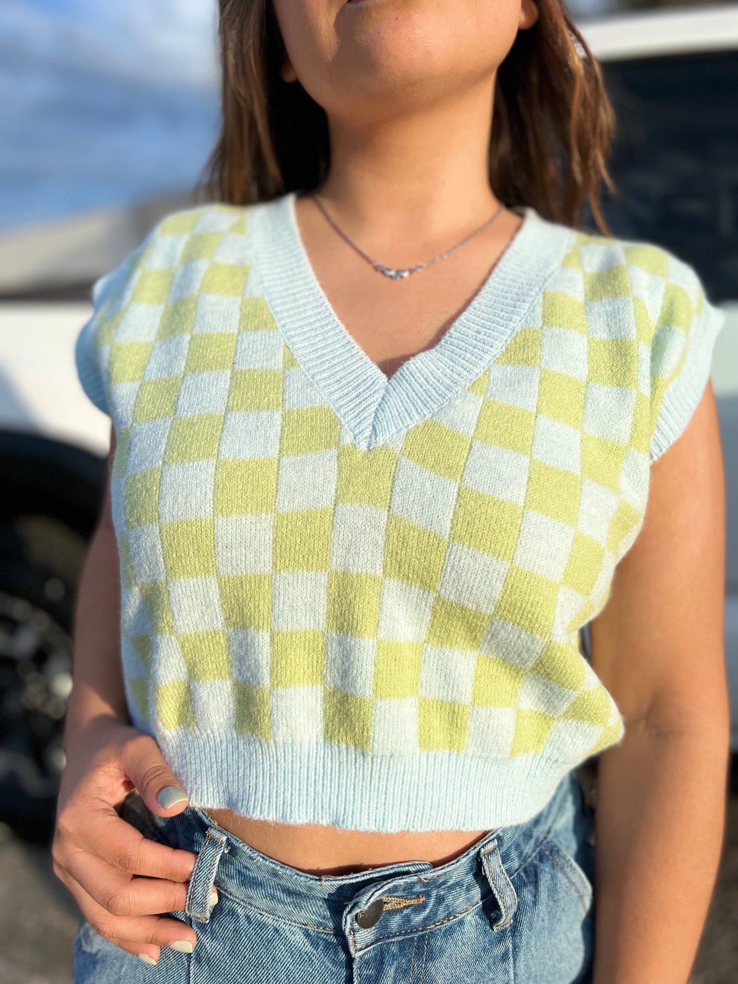 Sky Checkerboard Vest