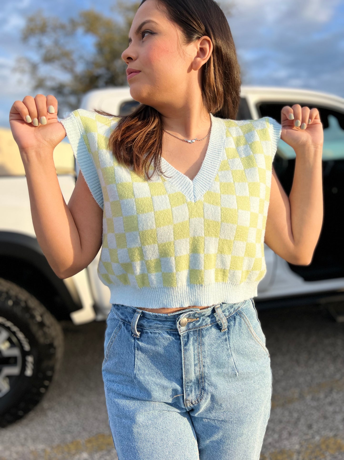 Sky Checkerboard Vest