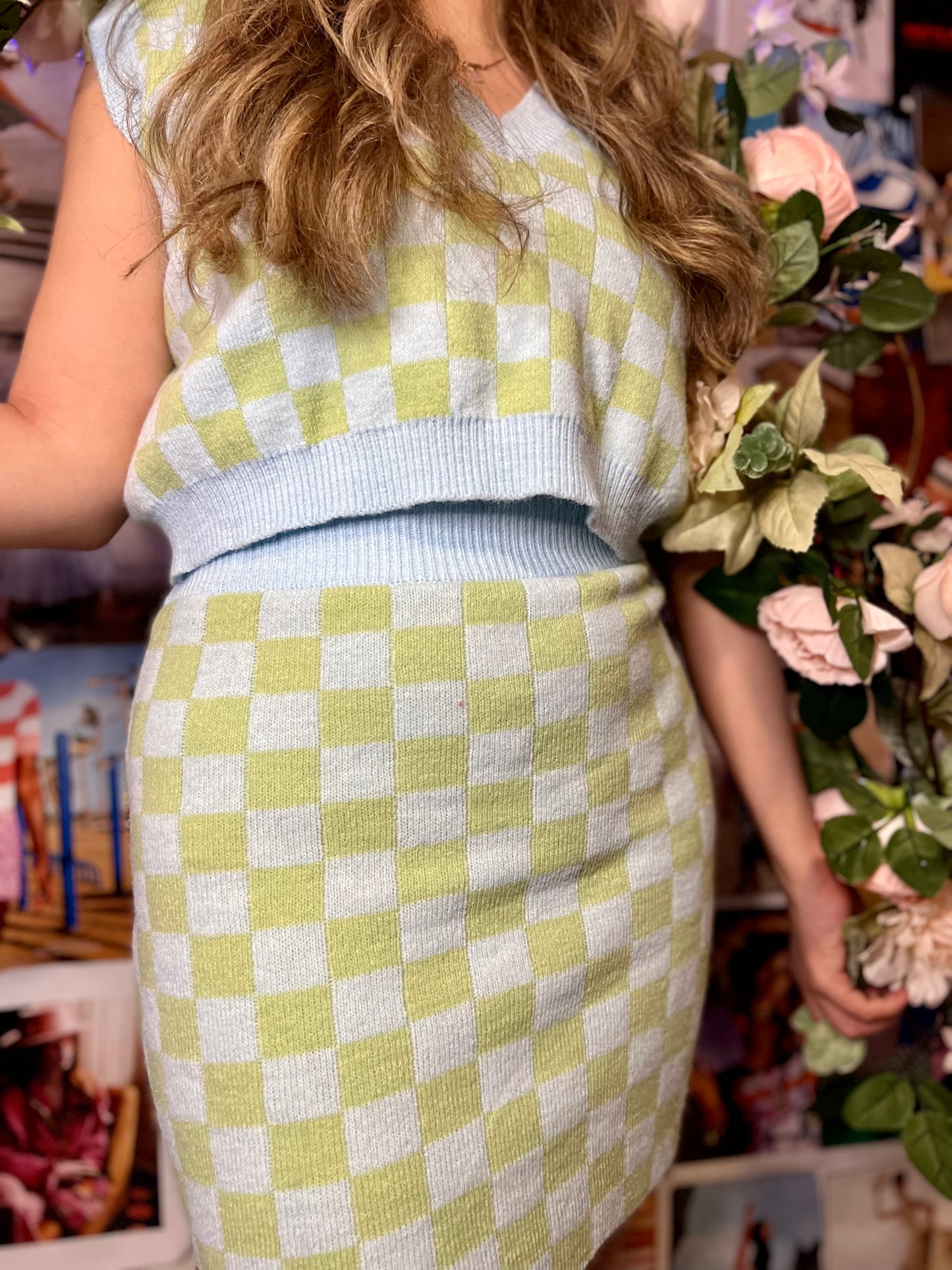 Sky-Checkerboard Skirt