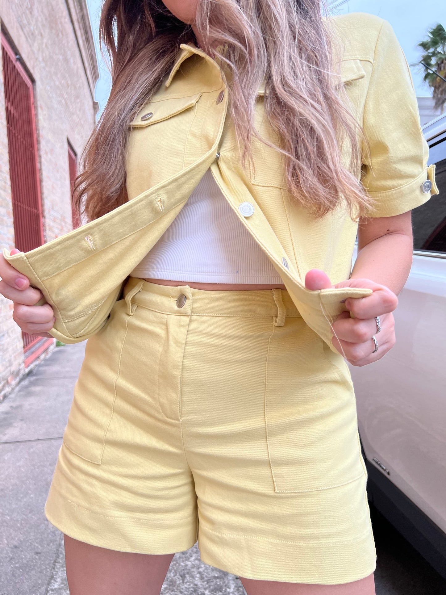 Yellow Twill Shorts