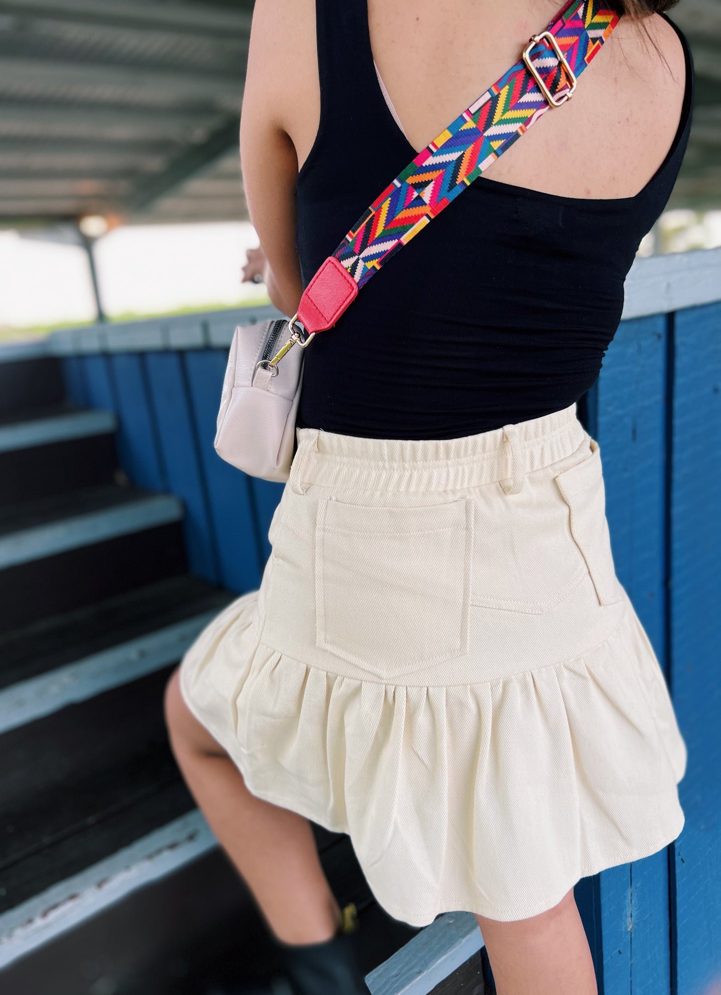 Denim Mini Ruffle Skirt